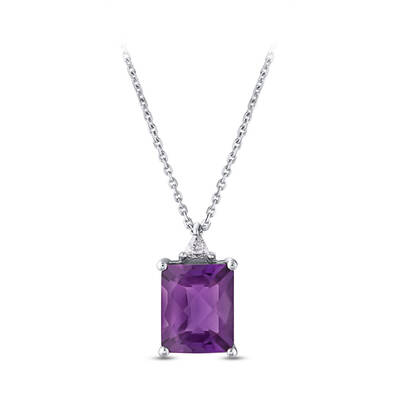 2.66 ct.Amethyst Diamond Pendant - 2