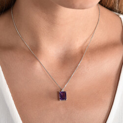 2.66 ct.Amethyst Diamond Pendant - 3