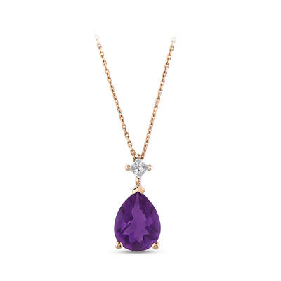 0.85 ct.Amethyst Diamond Pendant - 2