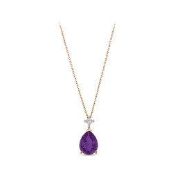 0.85 ct.Amethyst Diamond Pendant - 1