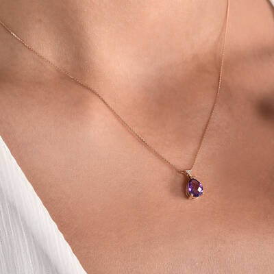 0.93 ct.Amethyst Diamond Pendant - 3