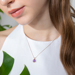 0.93 ct.Amethyst Diamond Pendant - 4