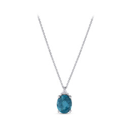 2.66 ct.Blue Topaz Diamond Pendant - 1