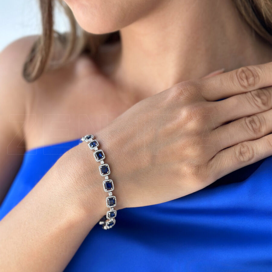 10.36 ct.Sapphire Diamond Bracelet - 1