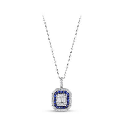 0.86 ct.Sapphire Baguette Diamond Pendant - 1