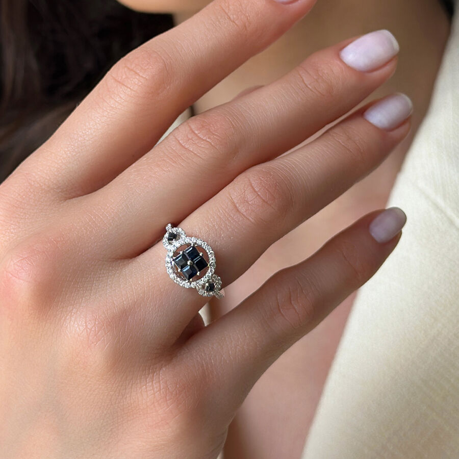 1.10 Carat Sapphire Diamond Ring - 2