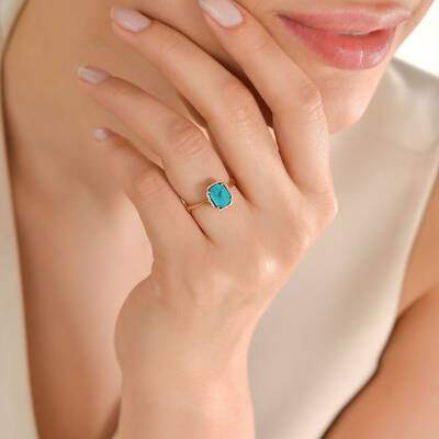 1.10 ct.Turquoise Diamond Ring - 5