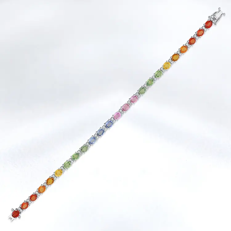 11.04 ct.Diamond Multicolor Gemstone Bracelet - 1