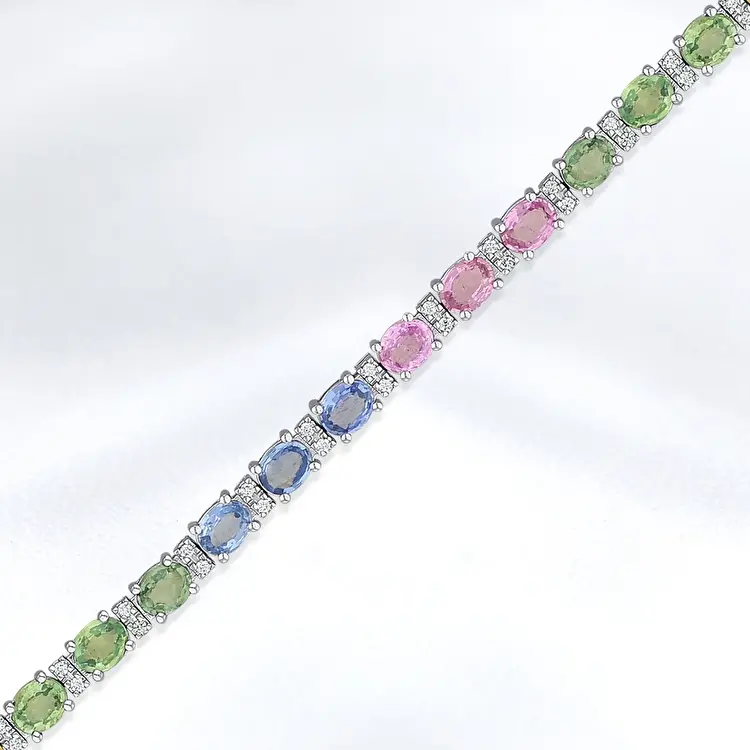 11.04 ct.Diamond Multicolor Gemstone Bracelet - 2