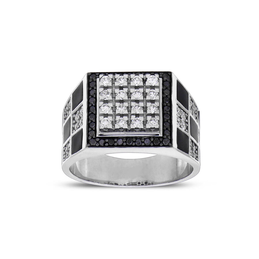 1.11 Carat Diamond Silver Men's Ring - 1