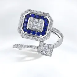 1.12 ct.Baguette Sapphire Diamond Ring - 1