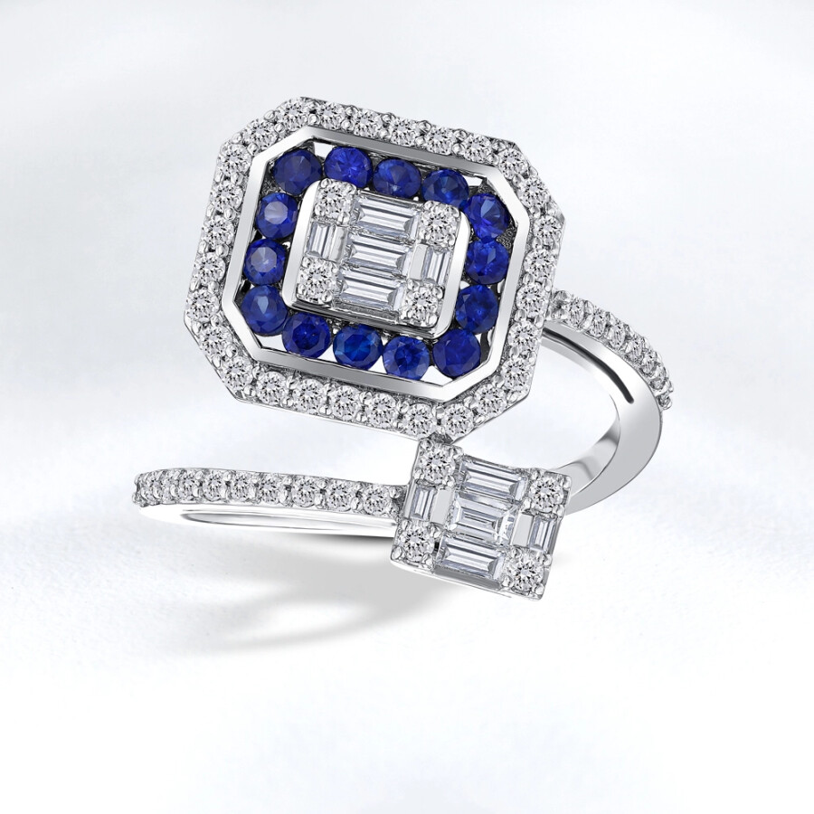 1.12 ct.Baguette Sapphire Diamond Ring - Zen Diamond