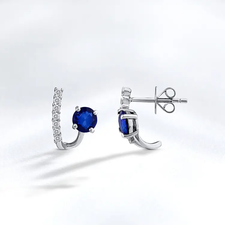 1.14 ct.Sapphire Diamond Earrings - 1