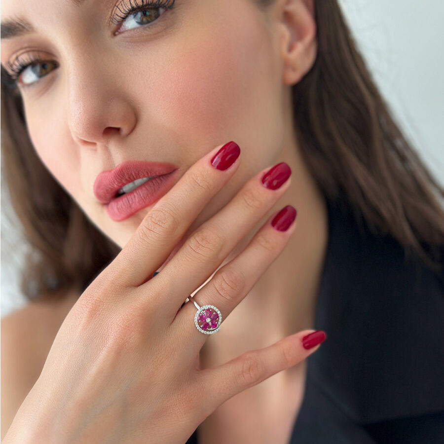 1.19 Carat Ruby Diamond Ring - 2