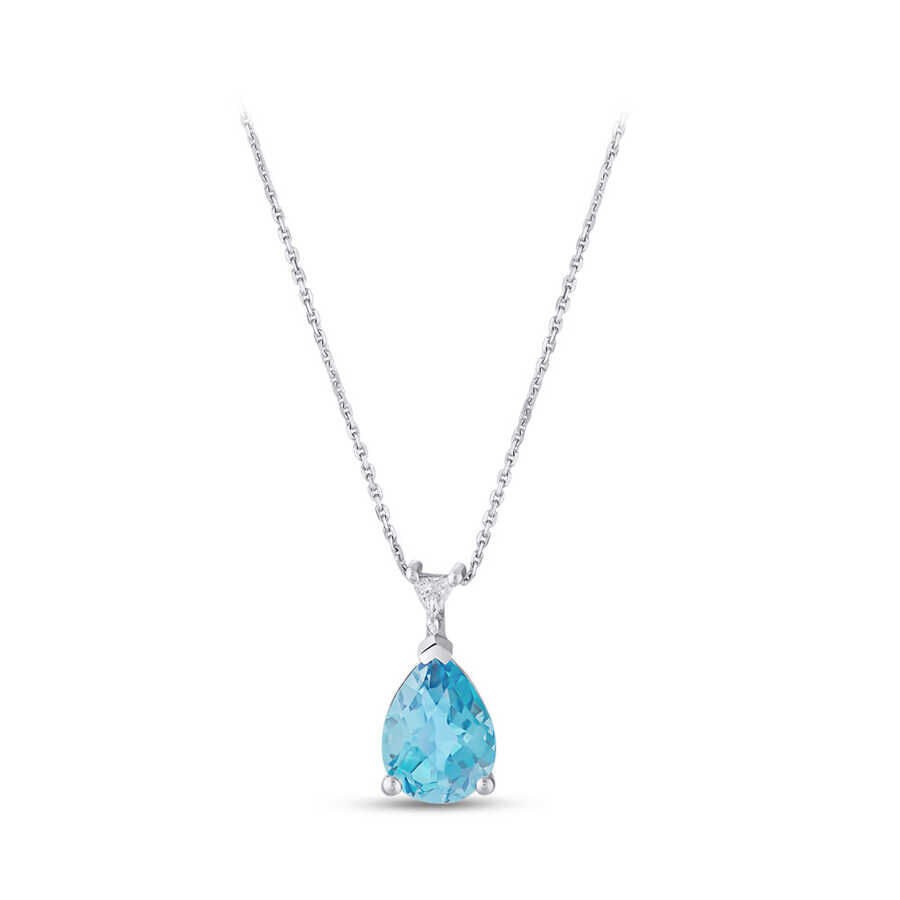 1.21 ct.Blue Topaz Diamond Pendant - 1