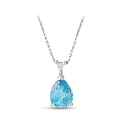 1.21 ct.Blue Topaz Diamond Pendant - 3