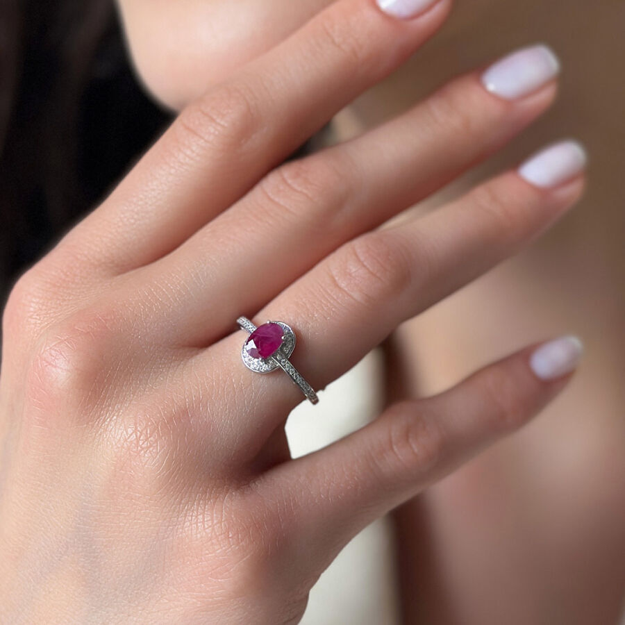 1.27 Carat Ruby Diamond Ring - 2