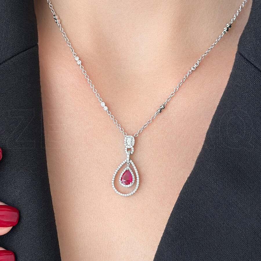 1.28 ct.Ruby Diamond Pendant - 2