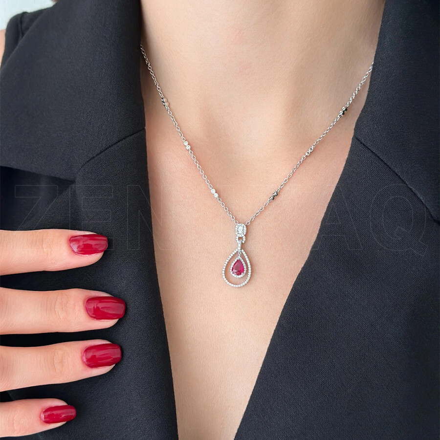 1.28 ct.Ruby Diamond Pendant - Zen Diamond