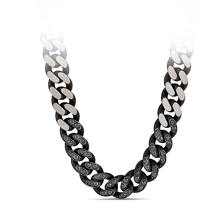 1.30 Carat Black Diamond Stainless Steel Men's Pendant - 2