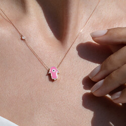0.01 ct.Fatimas Hand Diamond Pendant - 5