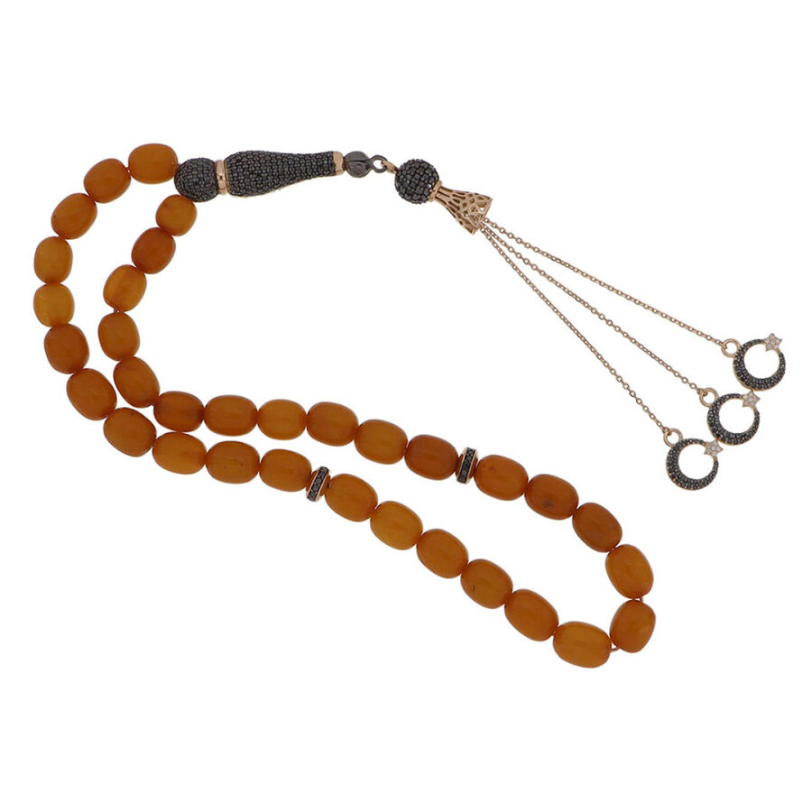 13.31 ct.Black Diamond Amber Rosary - 1