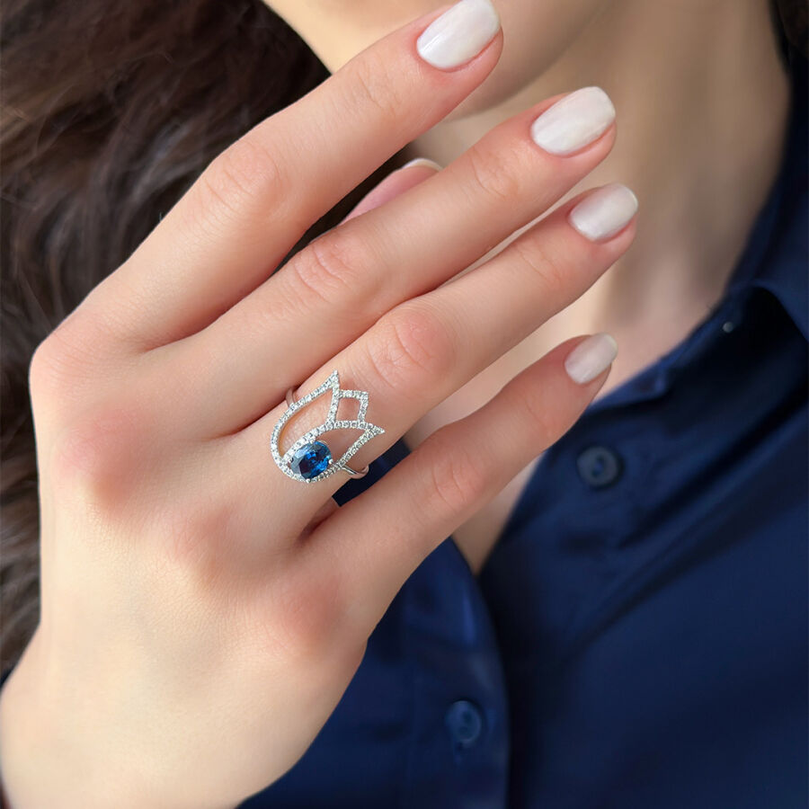 1.38 Carat Sapphire Diamond Ring - 2