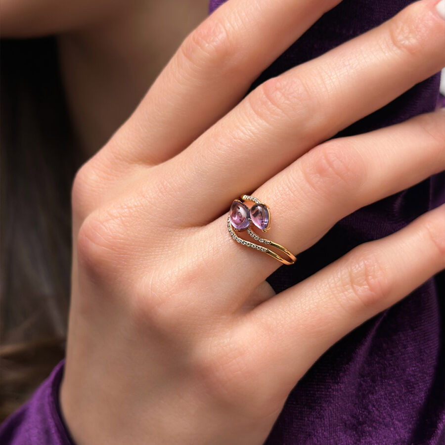 1.39 Carat Amethyst Diamond Ring - 1