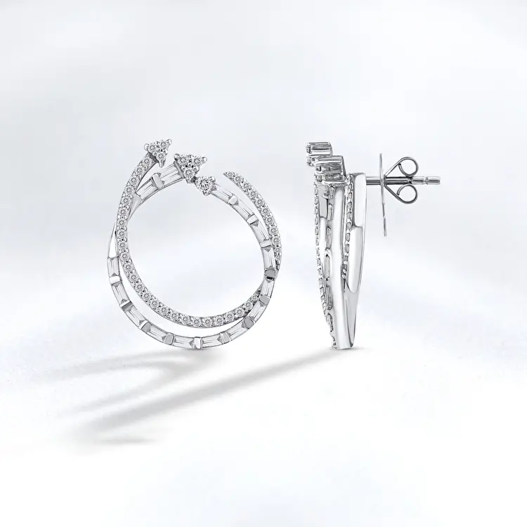 1.39 ct.Baguette Diamond Earrings - 1