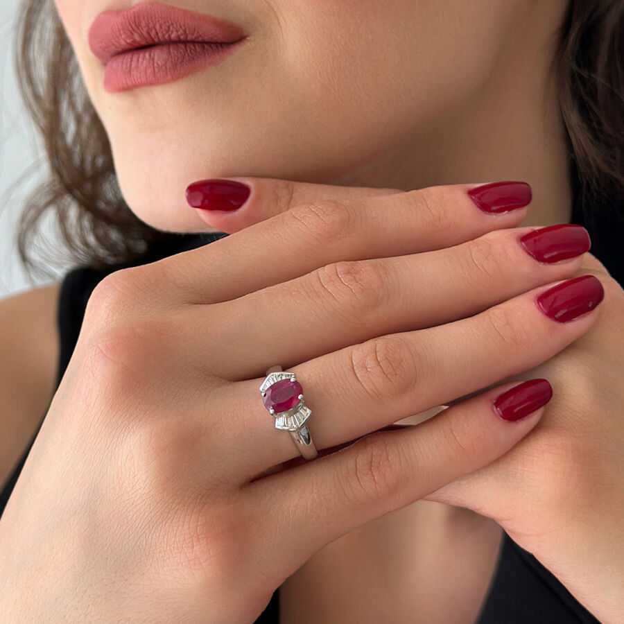 1.42 Carat Ruby Diamond Ring - 1