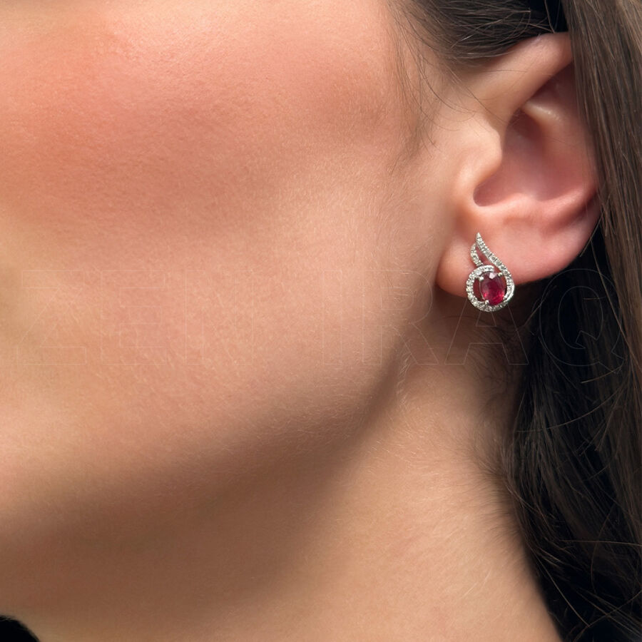 1.45 ct.Ruby Diamond Earring - 2
