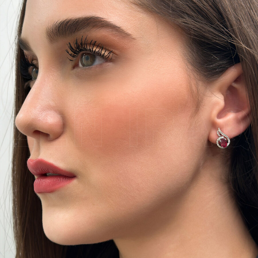 1.45 ct.Ruby Diamond Earring - 1