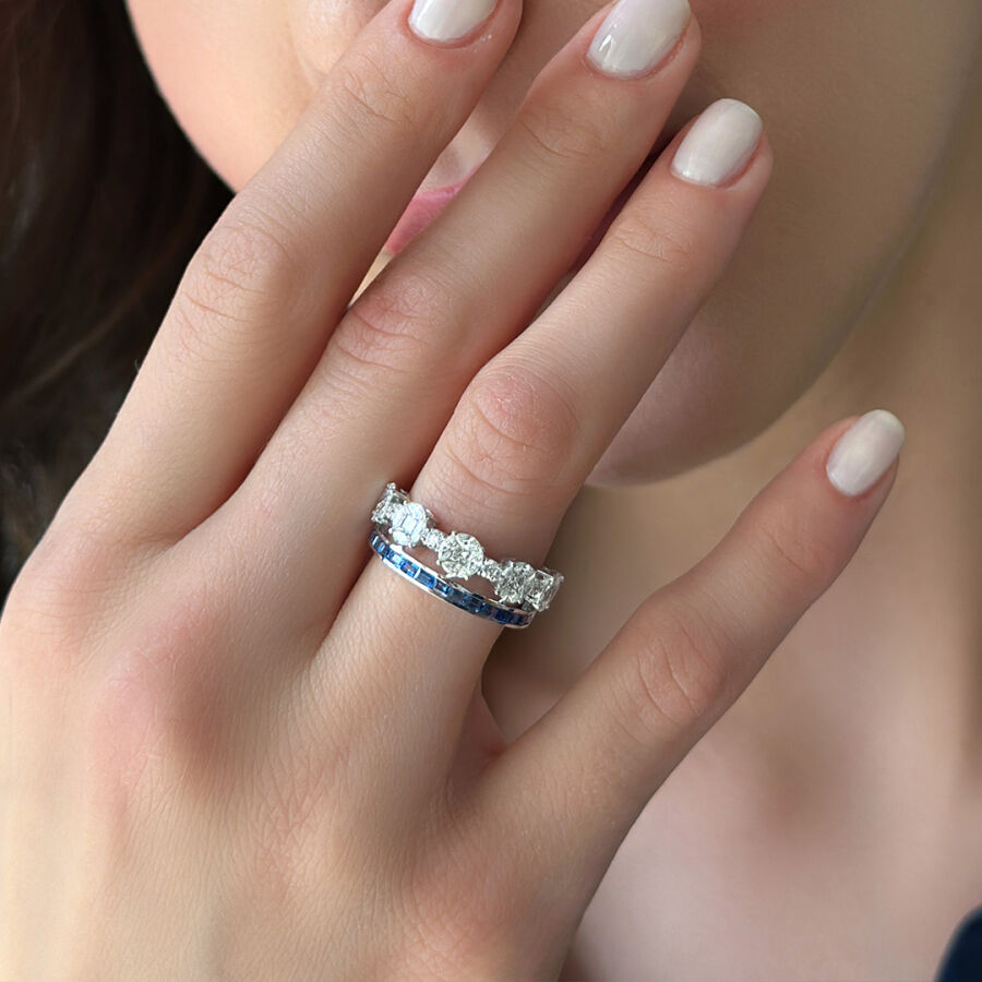 1.47 Carat Sapphire Diamond Ring - 2