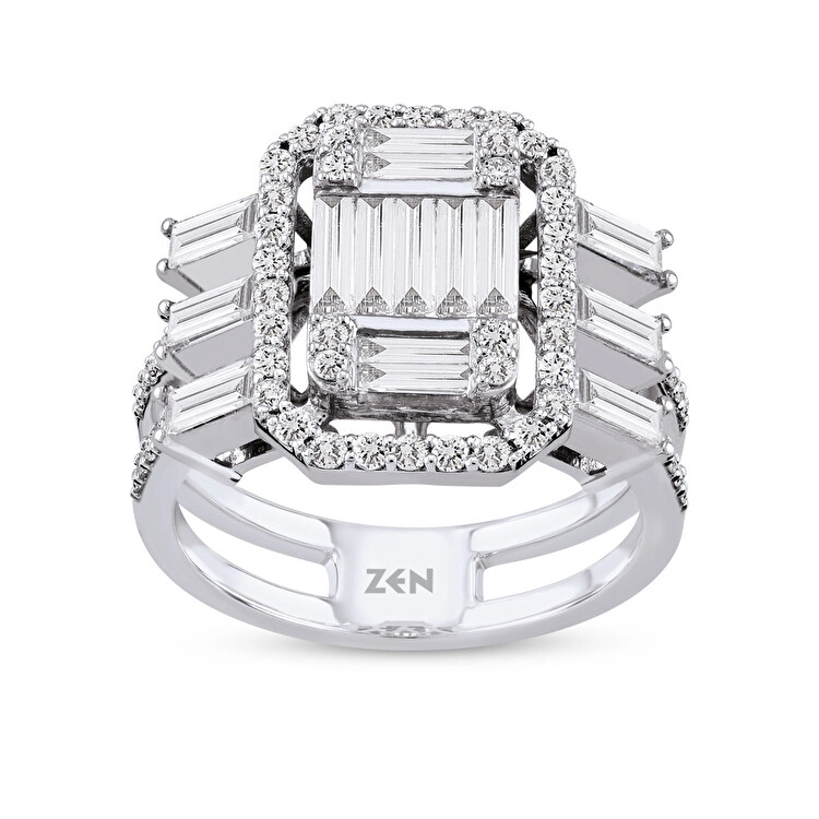 خاتم مرصع بألماس الباجيت 1,47 قراط - Zen Diamond