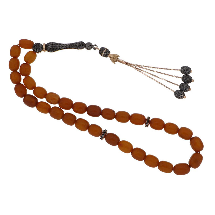 14.75 ct.Black Diamond Amber Rosary - 1