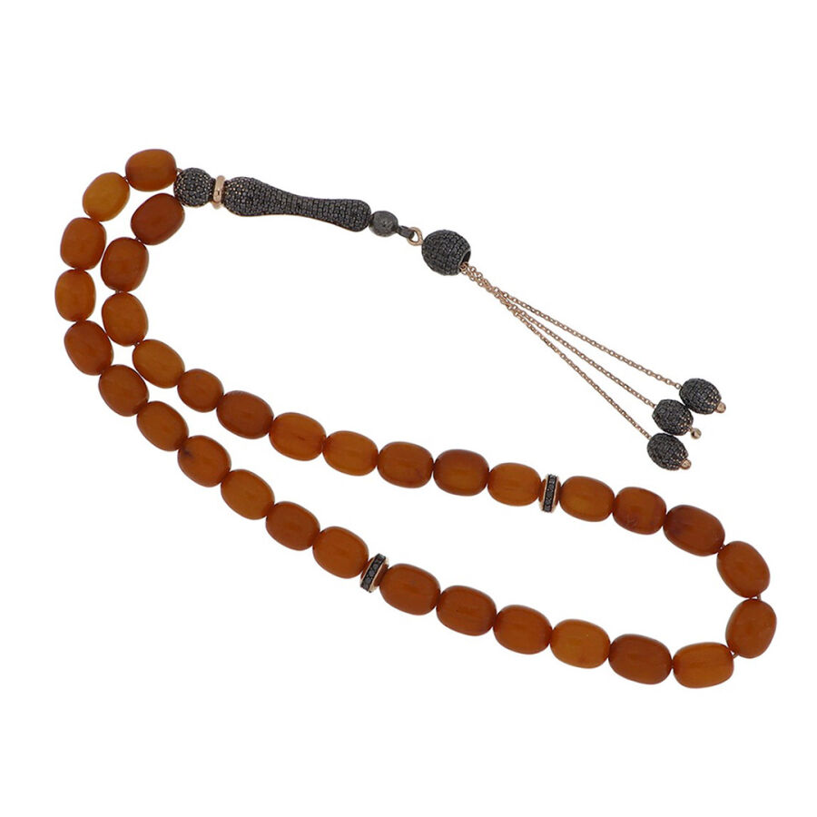 14.83 ct.Black Diamond Amber Rosary - 1