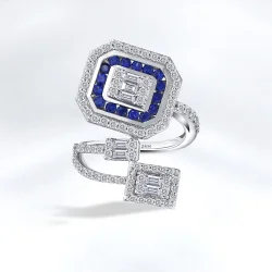 1.49 Carat Baguette Sapphire Diamond Ring - 1