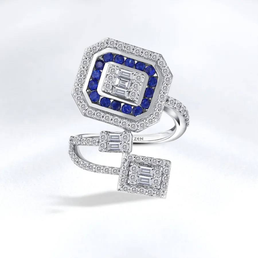 1.49 Carat Baguette Sapphire Diamond Ring - 1