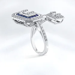 1.49 Carat Baguette Sapphire Diamond Ring - 2