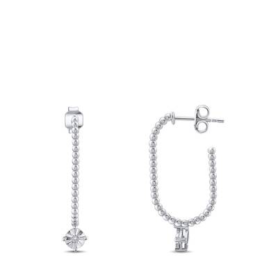 0.02 ct.Diamond Silver Earrings - 1