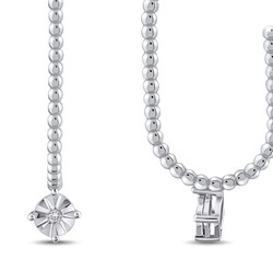 0.02 ct.Diamond Silver Earrings - 2