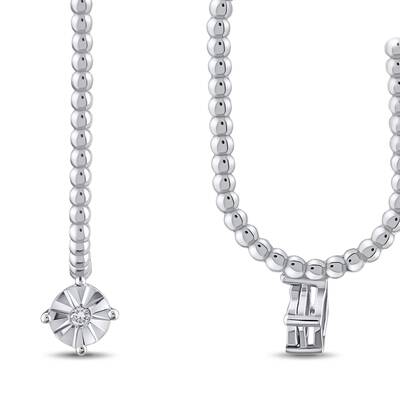 0.02 ct.Diamond Silver Earrings - 2