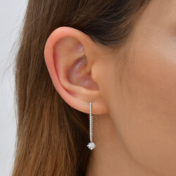 0.02 ct.Diamond Silver Earrings - 3