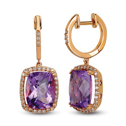 4.98 ct.Amethyst Diamond Earring - 1