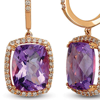 4.98 ct.Amethyst Diamond Earring - 2