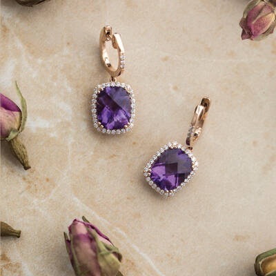 4.98 ct.Amethyst Diamond Earring - 5