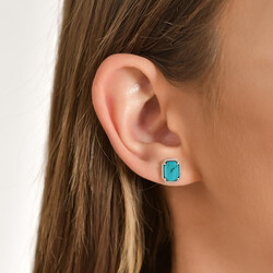 2.11 ct.Turquoise Diamond Earring - 3