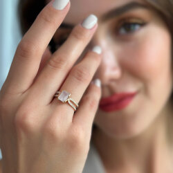 1.58 Carat Rose Quartz Diamond Ring - Zen Diamond