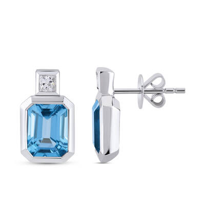 Blue Topaz Diamond Earring - 1