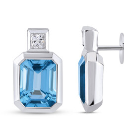 Blue Topaz Diamond Earring - 2